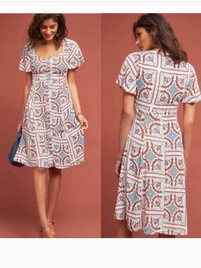 MAEVE Anthropologie Praslin Lion Button Up Floral Print Dress size 6